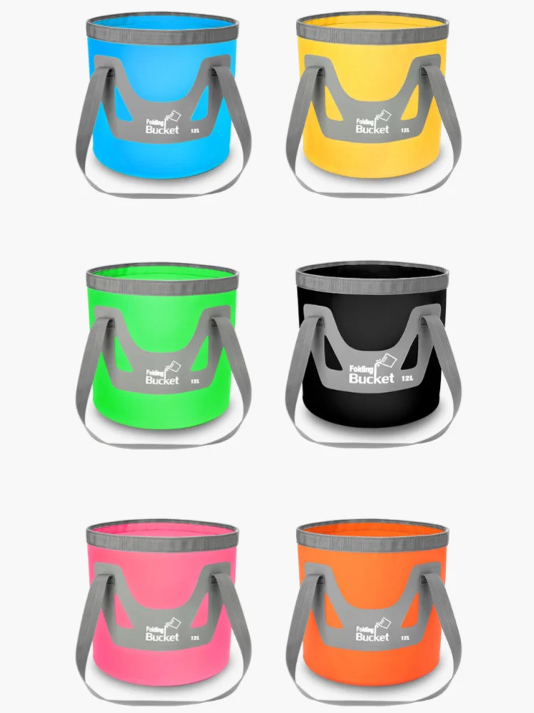 12L 20L Folding Bucket Water Bag Portable Water Storage Carrier Container PVC Waterproof Camping Hiking Fishing Travel Trekking