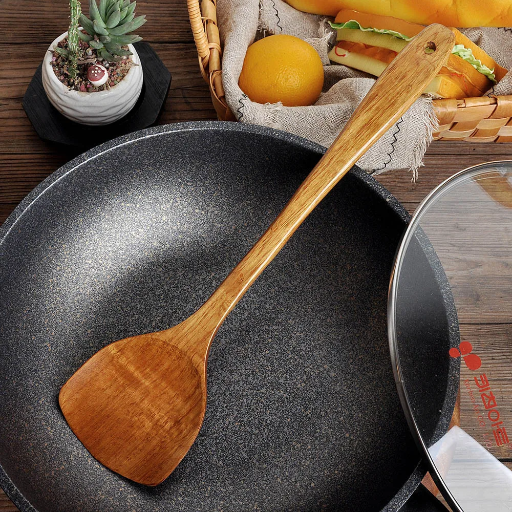 

Long Wooden Cooking Rice Spatula Scoop Kitchen Utensil non-toxic, high qualitytasteless and durable.Non-stick Hand Wok Shovel