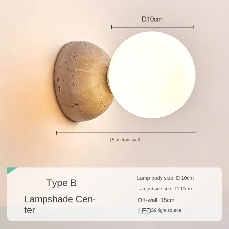 

Светодиодный настенный светильник в кремовом стиле, пещерный камень, настенный маленький светильник для спальни, прикроватный креативный скандинавский фон для гостиной, телевизора, круглое освещение