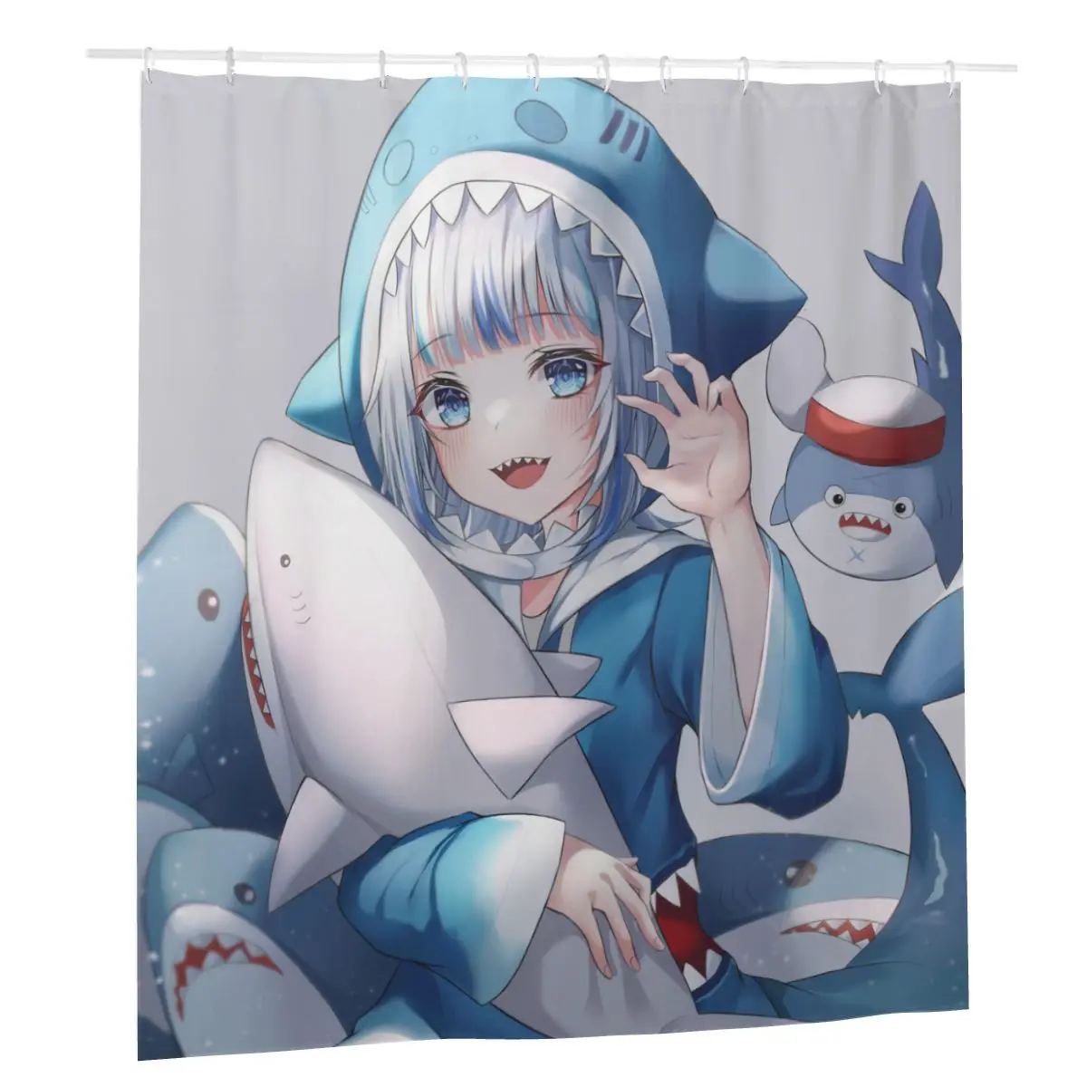 

Gura Gawr Monkey Shower Curtains Home Bath Curtains with 12 Hook Wall Decoration Hanging Polyester Cute Shark Girls Curtain