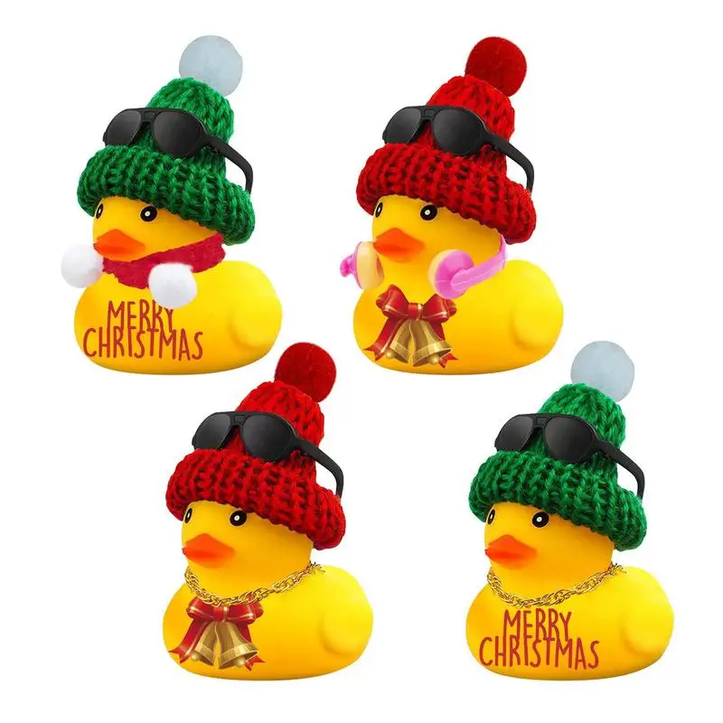 

4 шт. рождественские маленькие резиновые утки, Рождественский календарь для Адвента, милые утки, рождественские украшения, креативные рожде...