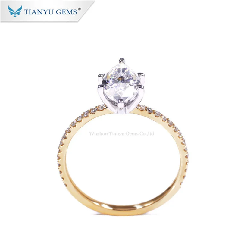 Tianyu Gems 5.5x11mm Marquise Cut Moissanite Engagement Ring Sparkling Diamonds Solid 14K 18K White Yellow Gold Bridal Rings