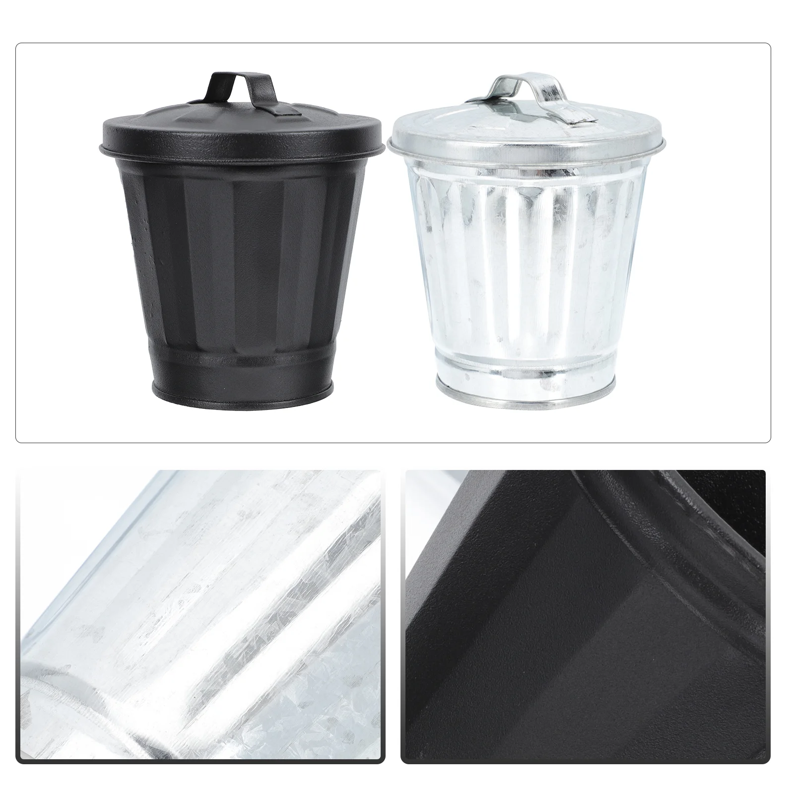 

2Pcs Adorable Desktop Mini Trash Bins Creative Garbage Storage Cans with Cover