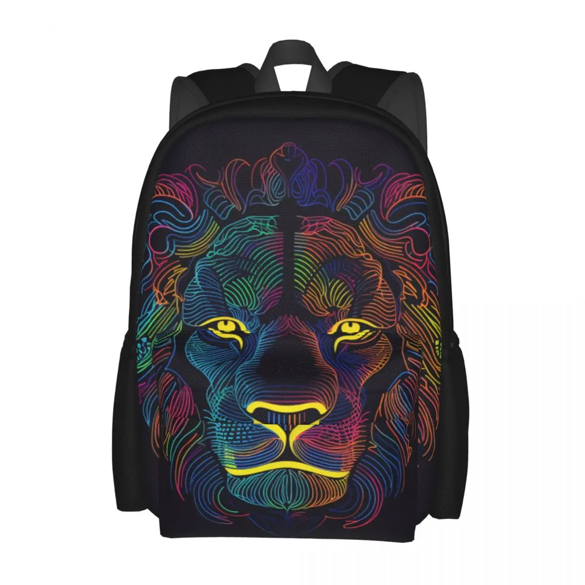 

Lion Backpack Neon Line Art Travel Backpacks Men Design Soft School Bags Casual Rucksack