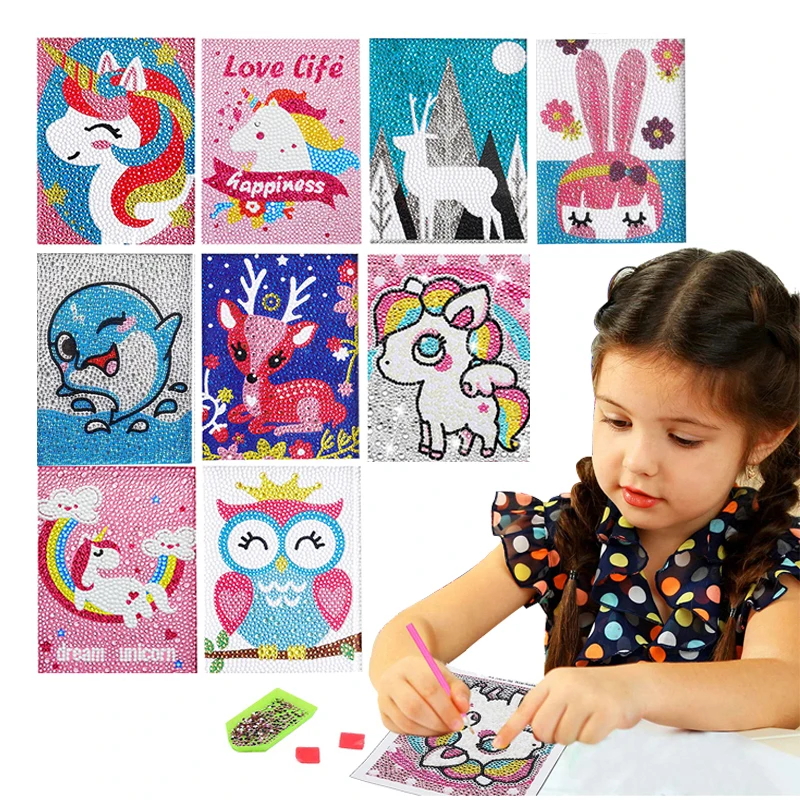 Алмазная живопись по номерам наборы для детей олень единорог сова стразы мозаика