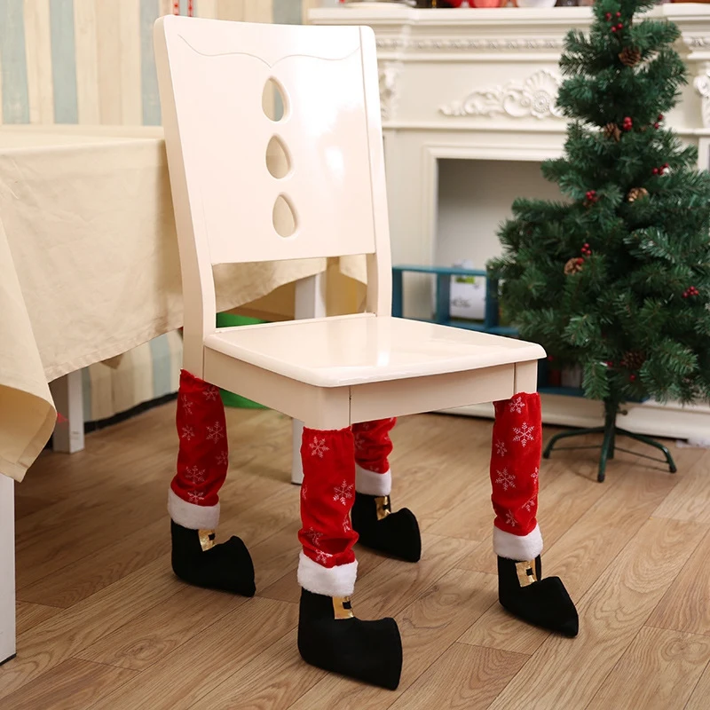 

4Pcs Christmas Decoration Set Cloth Table Furniture Knitted Socks Floor Protectors To Protect Floors From Scratches
