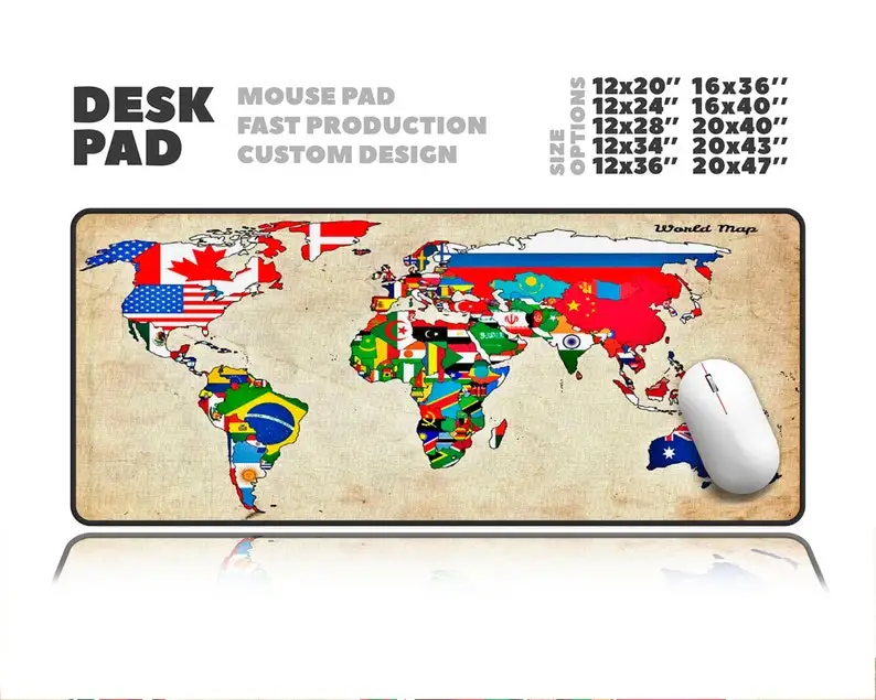 

Colorful World Map With Flags Desk Mat, World Map HD Desk Pad, World Map Decor, Desk Decor, Large Desk Pad, Place Mat, Desk Mat.