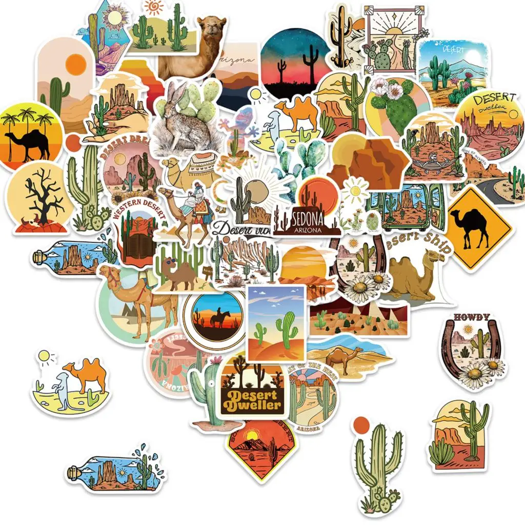 

10/50pcs Desert Camel Cartoon Stickers Animal Graffiti Skateboard Waterproof Luggage DIY Laptop Car Stickers Decals Kids Toy