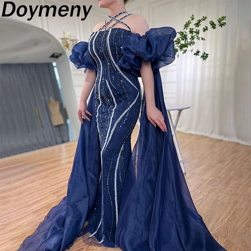 

Doymeny Women’s Sparkle Beaded Prom Dresses Sequin Off Shoulder Mermaid Cocktail Dress Puffy Sleeves Formal Evening Party Gowns