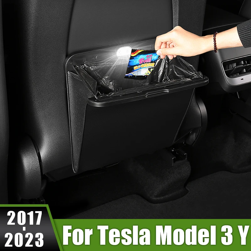 

For Tesla Model 3 Y 2017 2018 2019 2020 2021 2022 2023 Car Garbage Trash Magnetic Absorption Bag Seat Back Hanging Storage Case