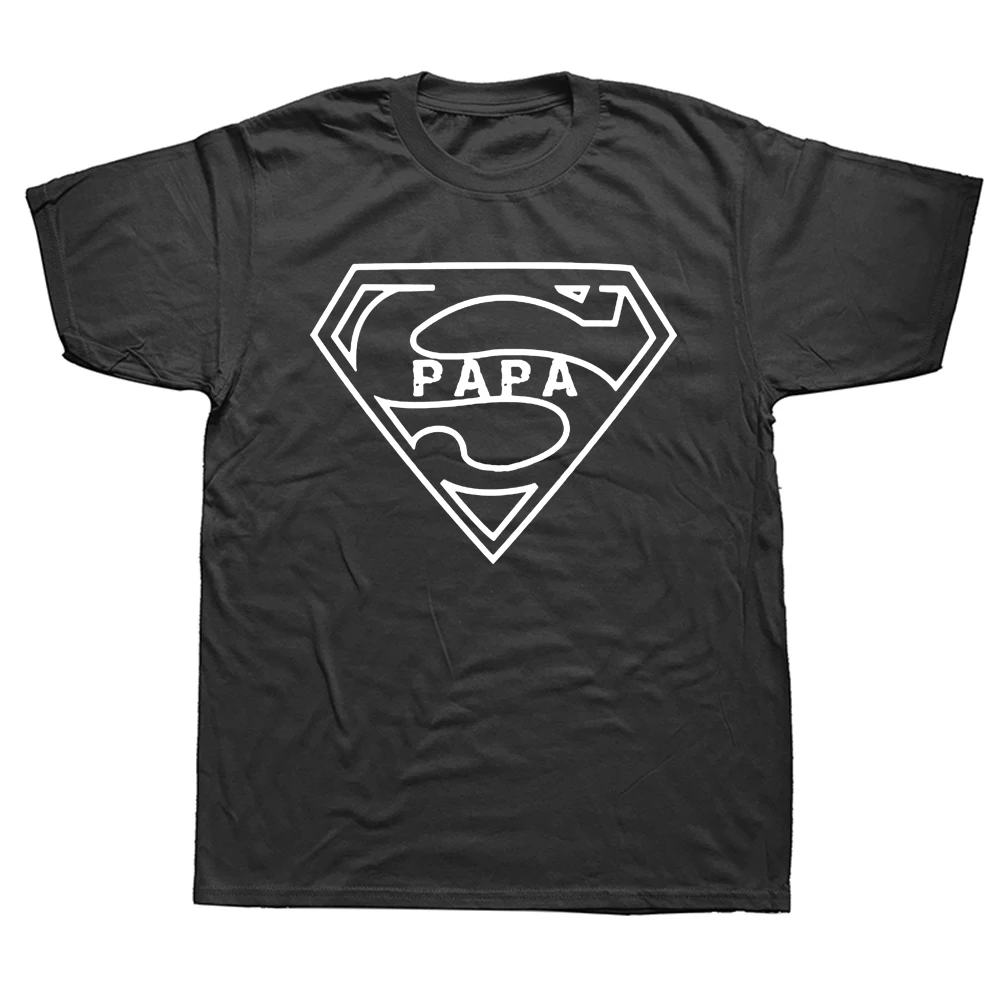 

Fathers Day Gift Funny Birthday Present for Dad Father Super Papa T-shirt Men Summer Cotton Short Sleeve O Neck T Shirt Tops Tee