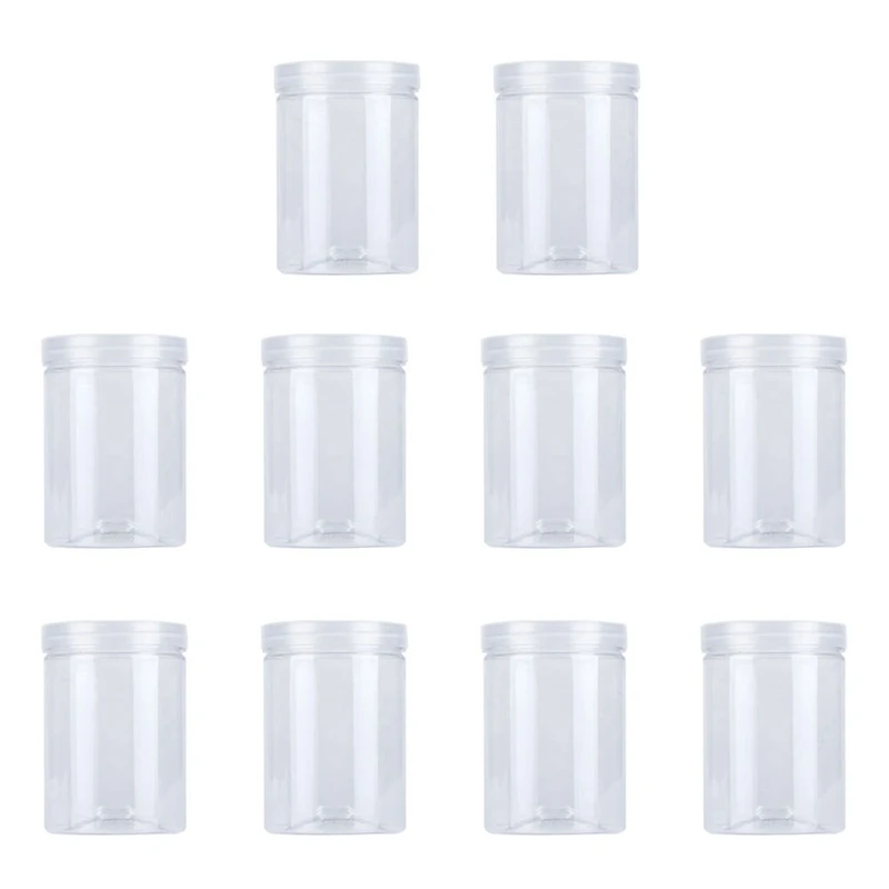 

10 Pcs 500Ml Food Jar Sealed Transparent Plastic Kitchen Can Snacks Containers With Lid For Candy Cookies Scented Tea