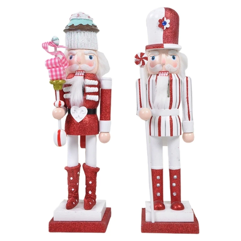 

Y1QB 15 Inch Cake Candy Wooden Nutcracker Ornaments Soldier Figurine Puppet Toy Christmas Decorations Holiday Home Decor