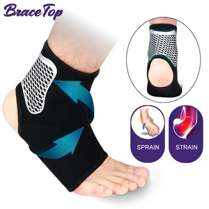 BraceTop 1 PC Sports Ankle Brace Compression Sleeves Support Foot Protective Gear Fitness Running An in USA (United States)
