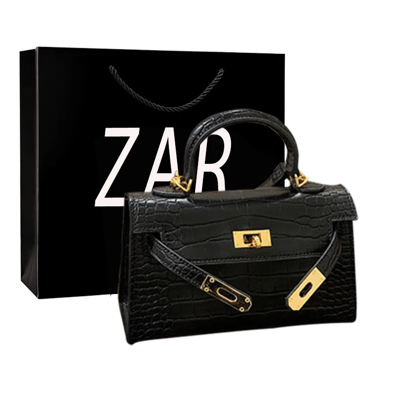 

Crocodile pattern Kelly bag 2022 new Korean version diagonal one-shoulder handbag fashion trend small bag Y2k Purse