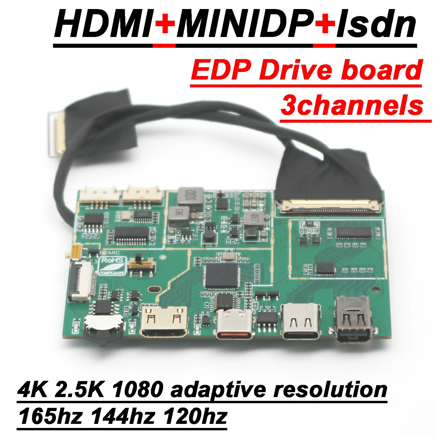 3-канальная плата сигнала HDMI+DP + Isdn TO EDP 40PIN 30PIN портативный светодиодный ЖК-дисплей