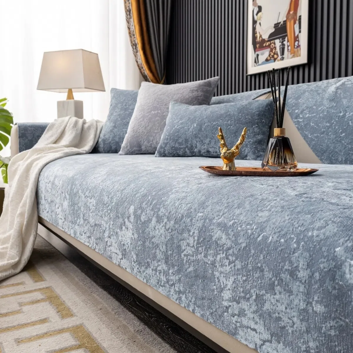 

Роскошный кожаный чехол в скандинавсветильник стиле для дивана, всесезонное универсальное нескользящее заднее полотенце, декор для гостиной