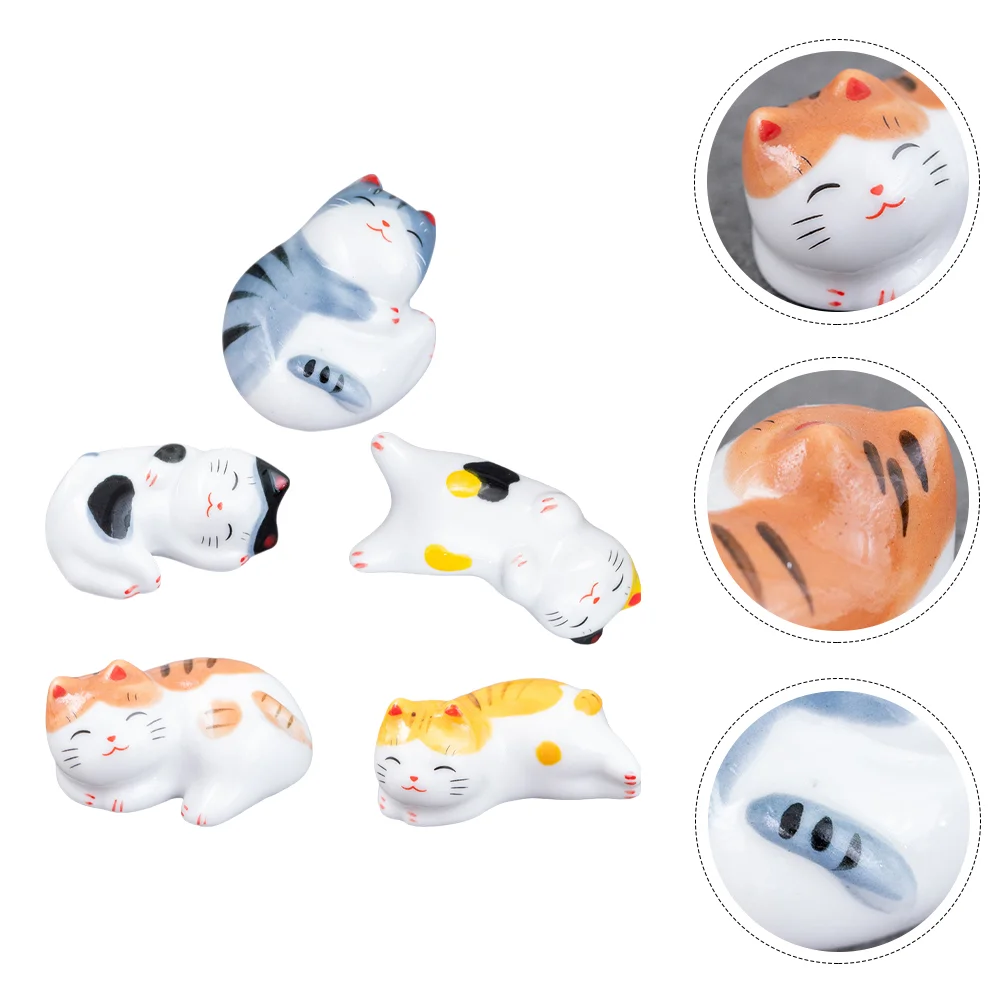 

Rest Chopstick Ceramic Cat Statue Holder Stand Decorative Kitten Mini Rack Tableware Ceramics Silverware Japanese Lucky Figurine