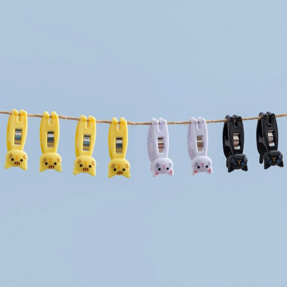 

6Pcs Portable Food Press Storage Note Holder Multifunctional Ticket Folder Sealing Clip Drying Clip Kitten Clips