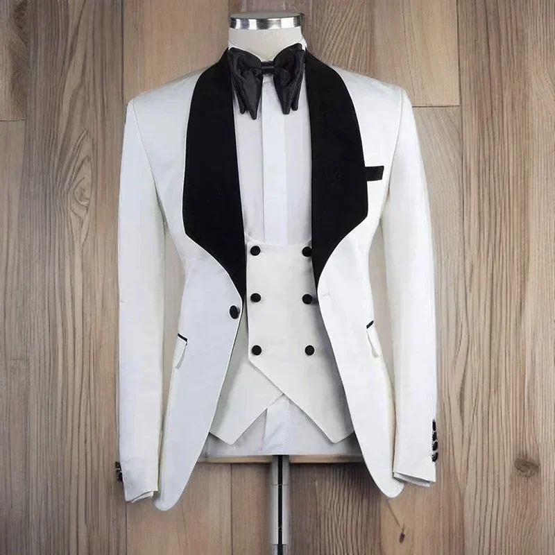 Мужские костюмы из трех предметов приталенный свадебный формальный смокинг для