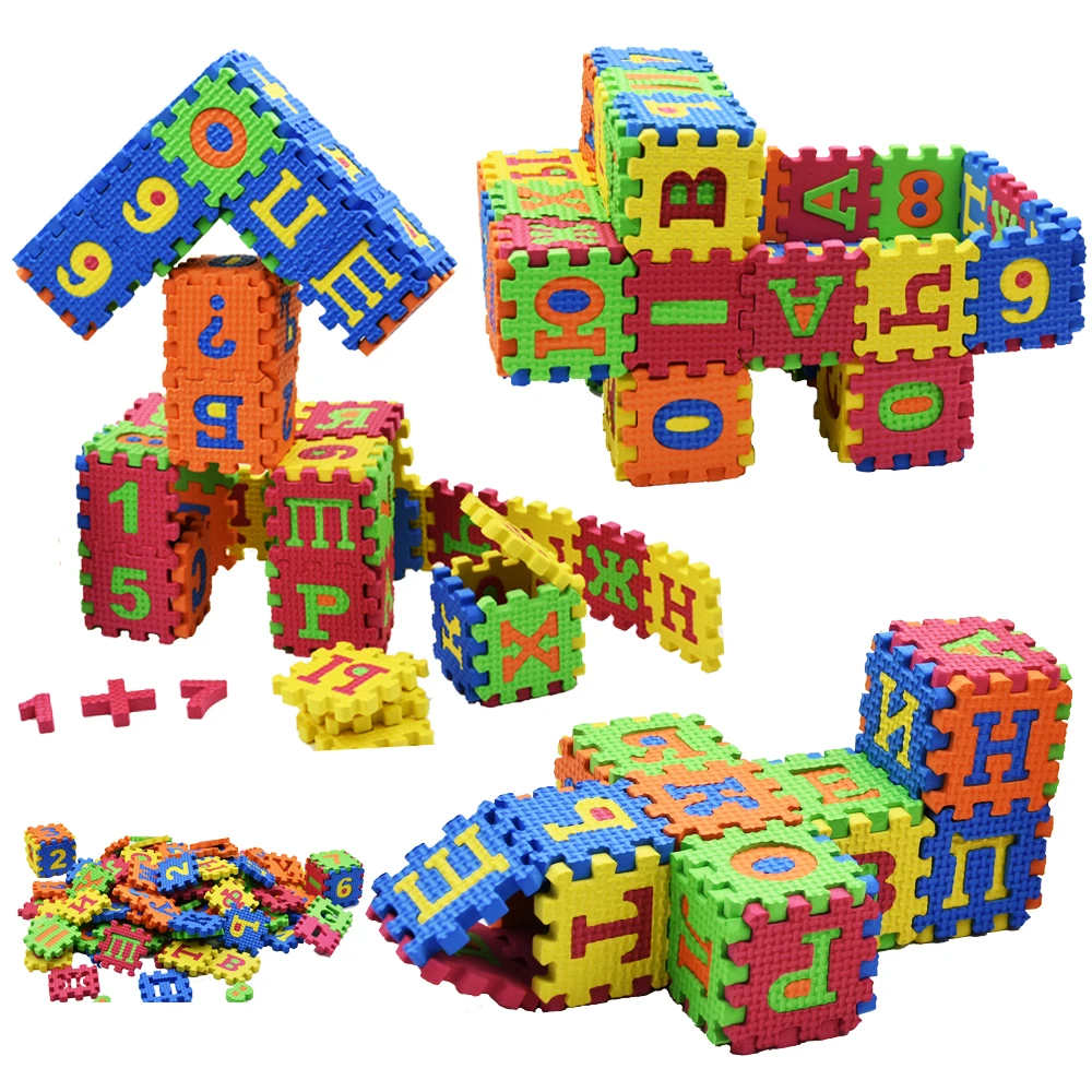 

60Pcs/set EVA Foam Number Russian Alphabet Puzzle Play Mat Baby Rugs Toys Play Floor Carpet Interlocking Soft Pad Children Games