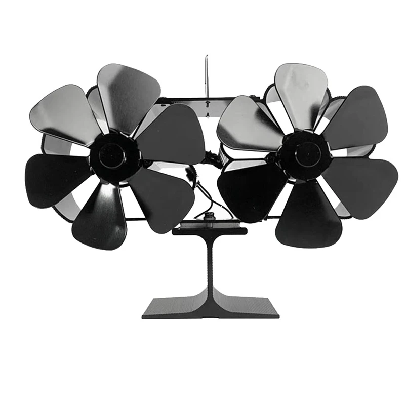 

Wood Stove Fan Heat Powered Fireplace Fan 12 Blades Double Motors For Wood Burning Stove/Pellet/Log Burner