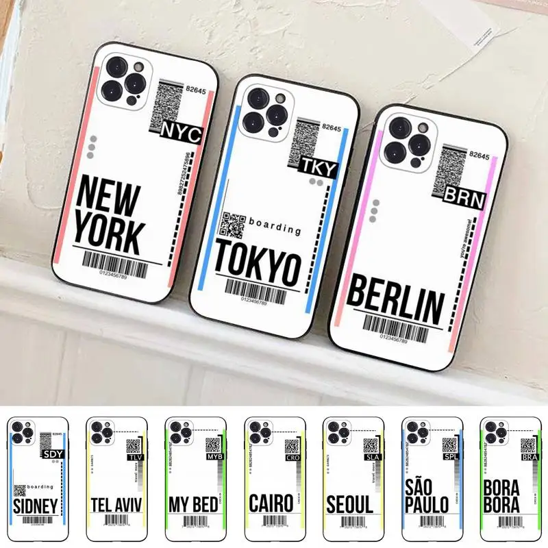 

TOPLBPCS Air Ticket Travel Phone Case For iPhone 13 Pro MAX 14 11 12 Mini X XS XR 6 7 8 Plus SE 2020 Soft TPU Cover