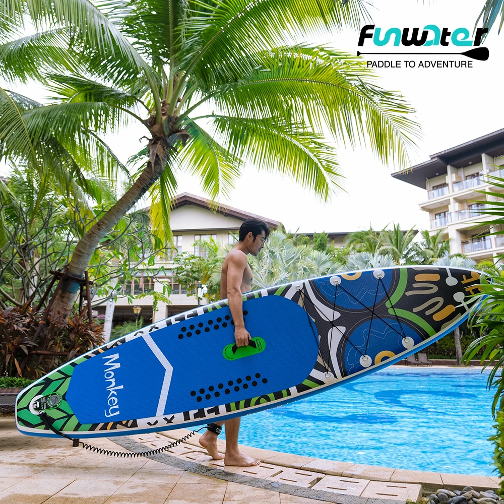 

FUNWATER Inflatable Stand Up Sup Paddle Board Upright Surfing Board Swimming Skateboard Widebody Family fun playing with wate