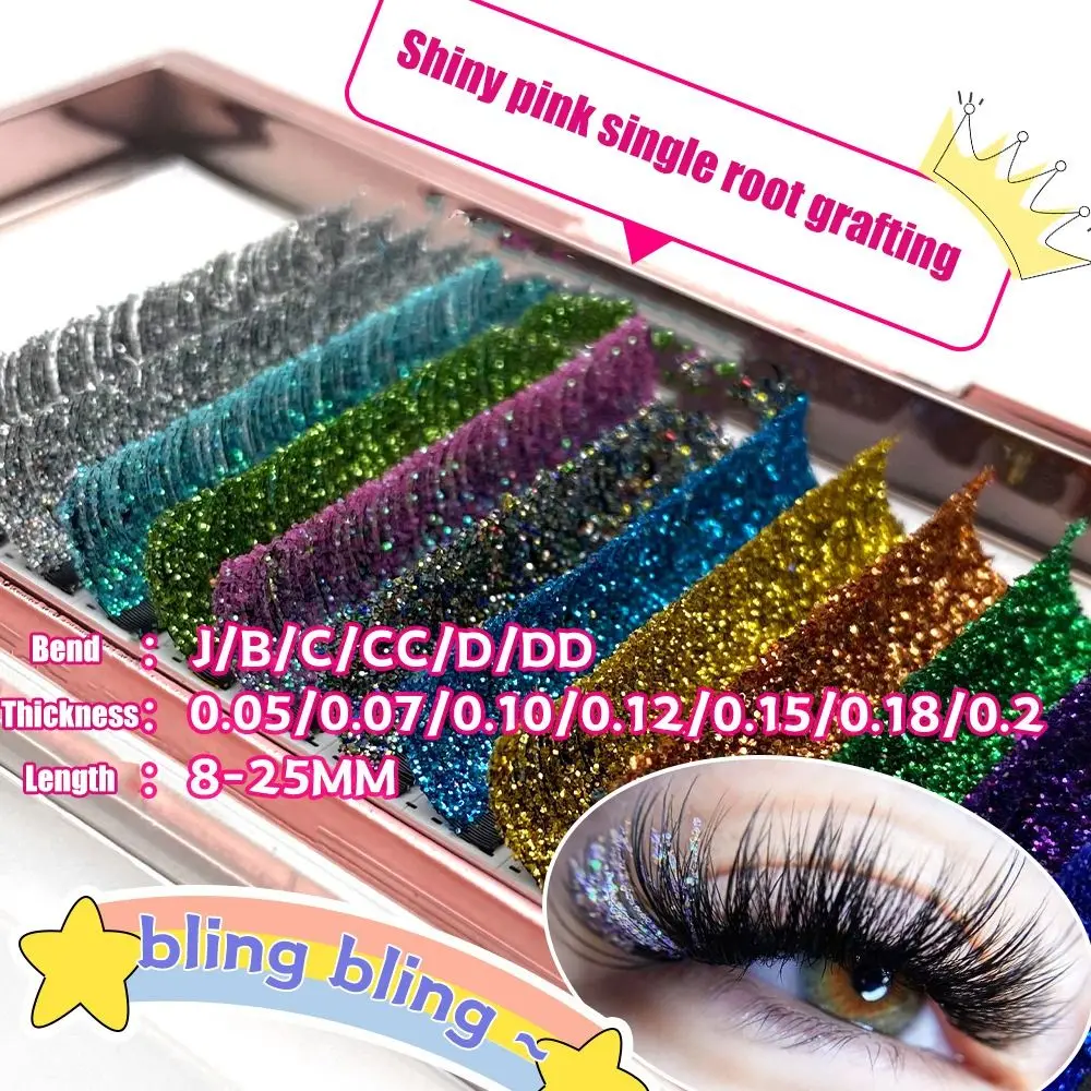 

Tools Individual Lashes D Curl Natural Curly Shiny Eye Lashes Glitter False Lashes Fake Eyelashes Eyelash Extensions