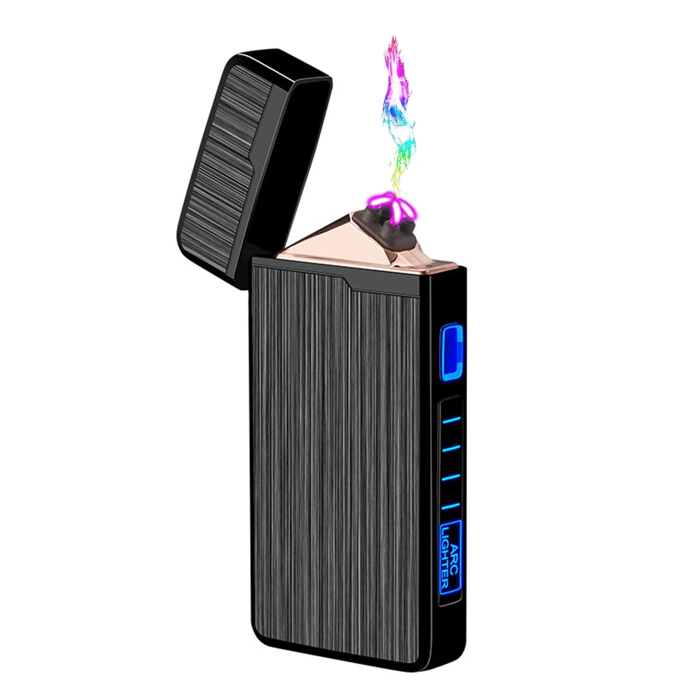 

Электрическая плазменная USB-зажигалка с двойной дугой, ветрозащитная беспламенная Зажигалка со светодиодным индикатором мощности, перезар...