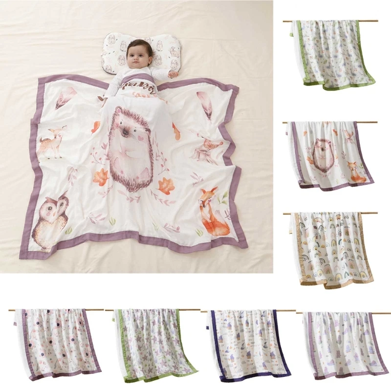 

67JC Muslin Cotton Baby Blanket Newborn Soft Absorbent Swaddle Blanket Breathable for Girls Boy Beds Shower Gift