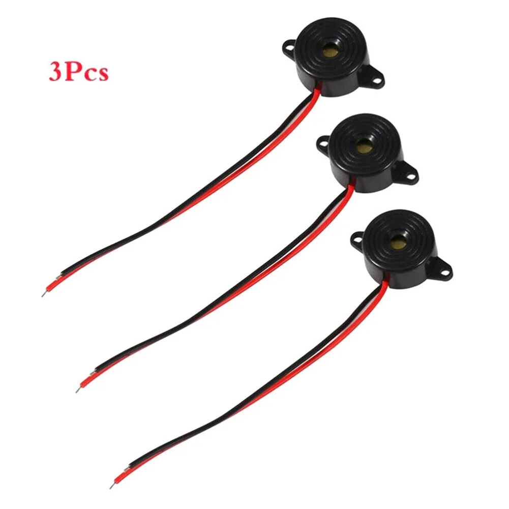 

3pcs Black Piezo Buzzer DC 3-24V ABS Small Enclosed Piezo Electric Alarm Buzzer Beeper With Wires 2.2x2.2x1cm Buzzer Features