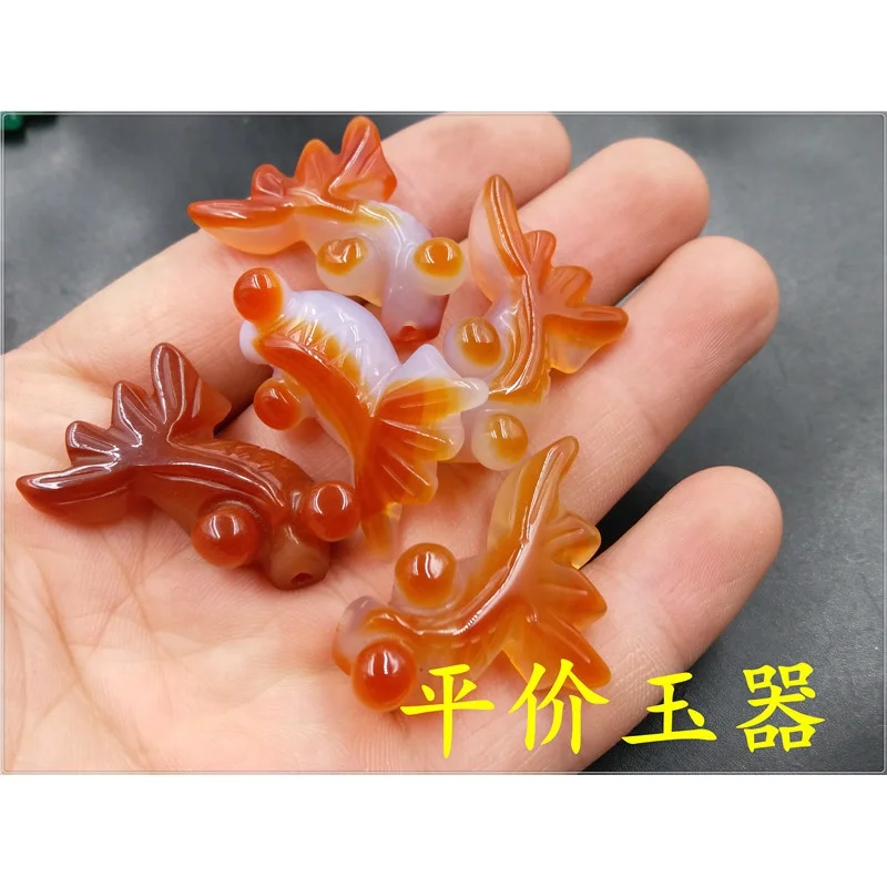 Дешевый нефритовый халцедон Agate маленький подвеска в виде золотой рыбки красный