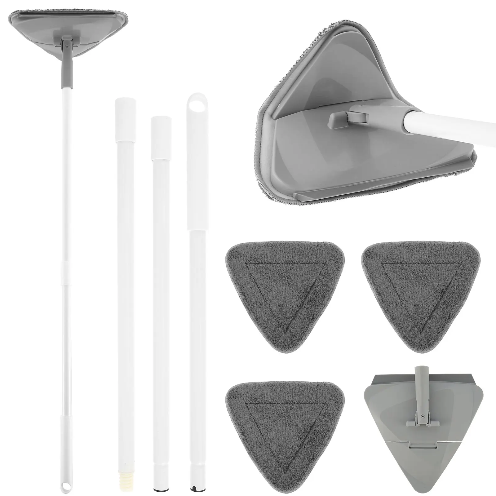 

Wall Cleaner Mop with Long Handle 51in Flipped Wall Ceiling Mop with Replacement Mop Cloth 360° Rotating Triangle Cleaning Mop