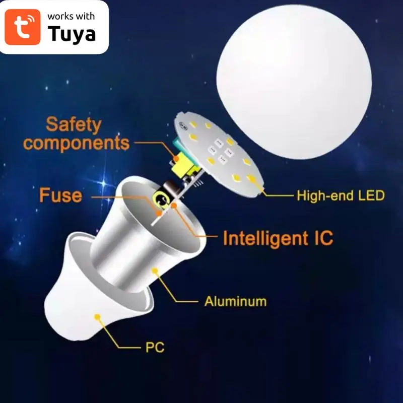 Умная светодиодная лампа Tuya 10 Вт E27 B22 Control RGB + CCT