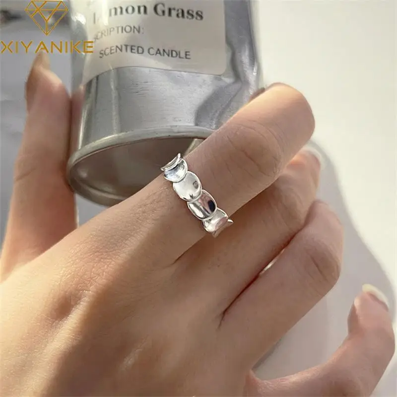 

XIYANIKE Unique Fish Scale Disc Open Cuff Finger Rings For Women Girl Korean Fashion Trendy Jewelry Gift Party кольцо женское
