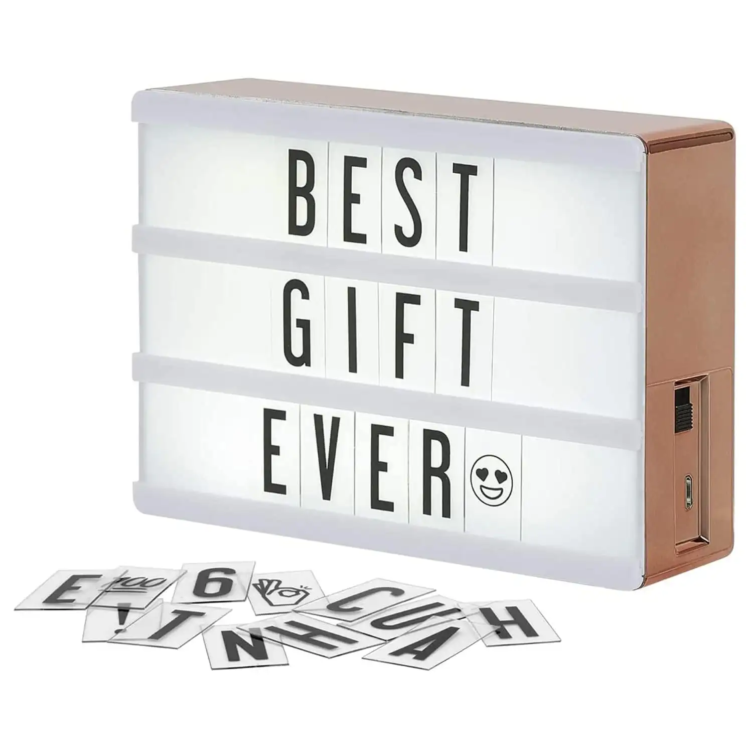 

Free Shipping Rose Gold Light Box Micro Led Marquee With 100 Letters Numbers And