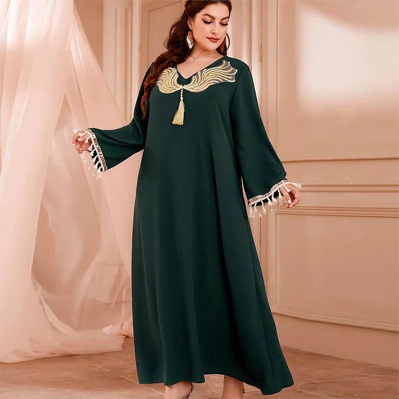 

Женское платье в мусульманском стиле, винтажное платье макси в арабском стиле с длинными рукавами и оборками, 2022