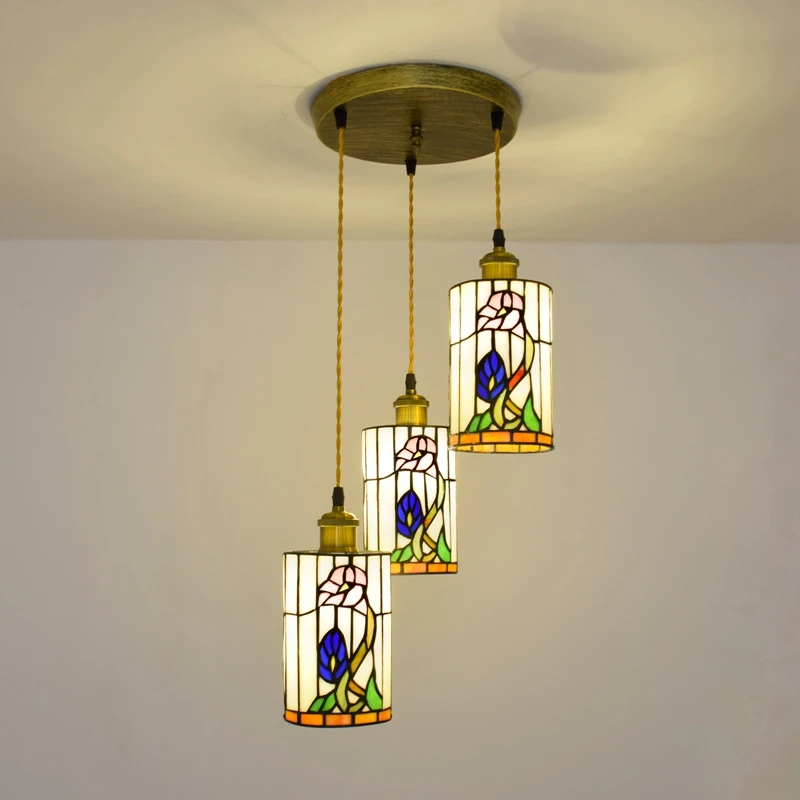 

Idyllic countryside vintage creative art stained glass bedside line chandelier restaurant hotel bar staircase hallway light