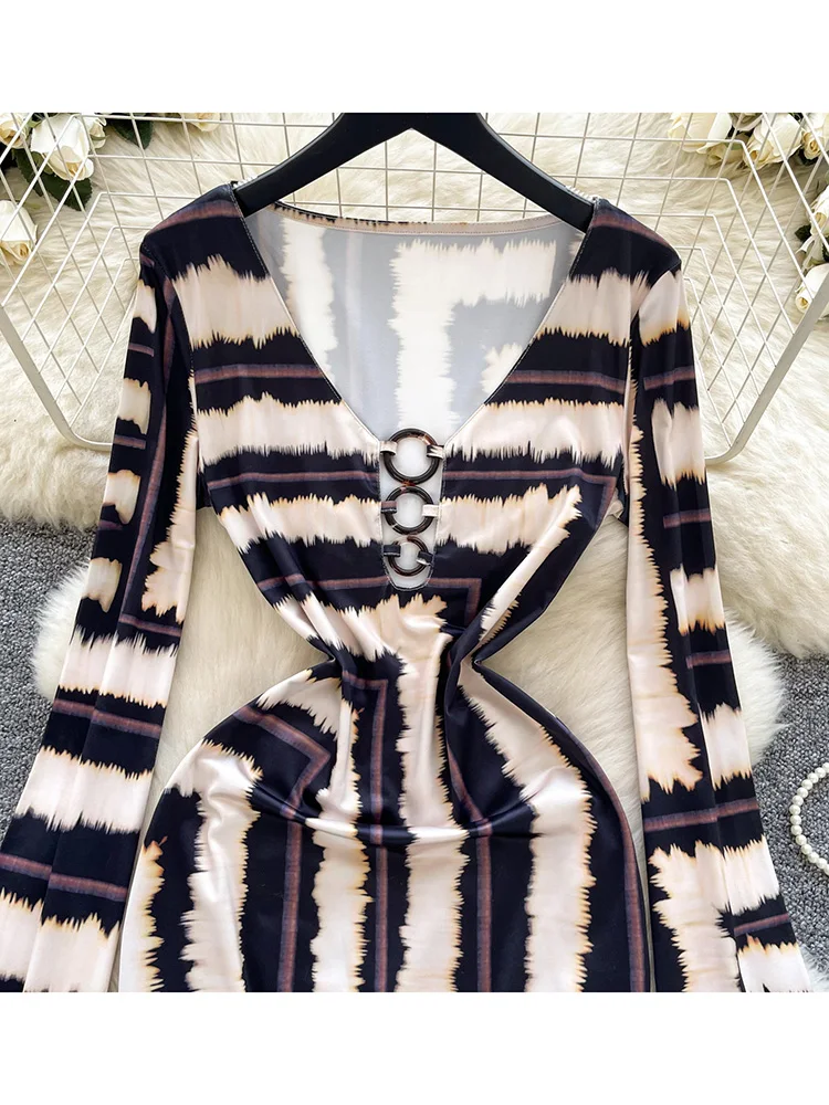 Женское весеннее платье в Корейском стиле темпераментное ретро-принтное с