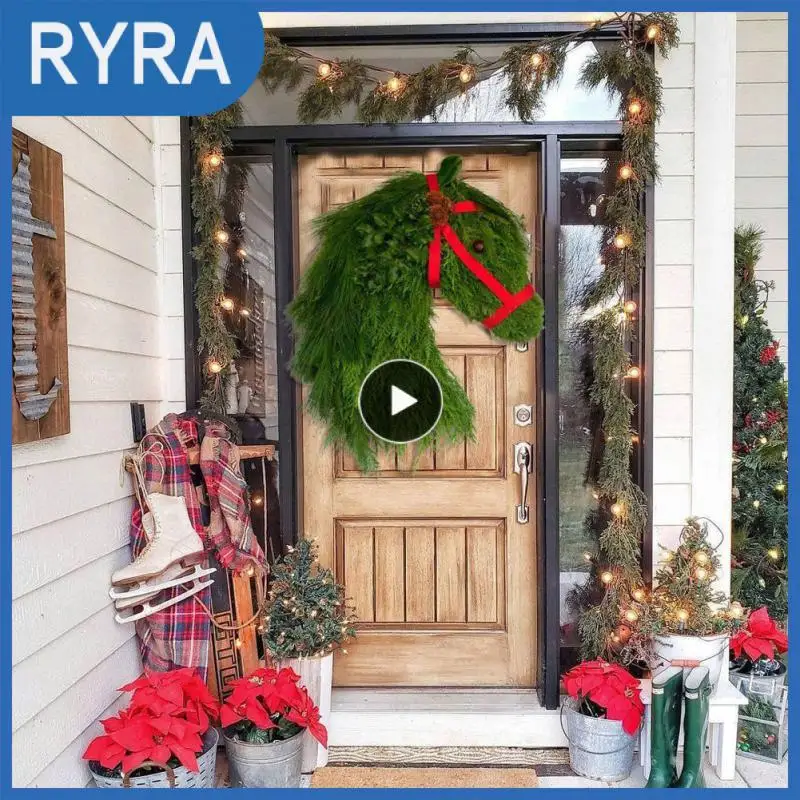 

Christmas Horse Head House Hanging Flower Horse Head Christmas Wreath Christmas Dressage New Year Festival Party Decorations