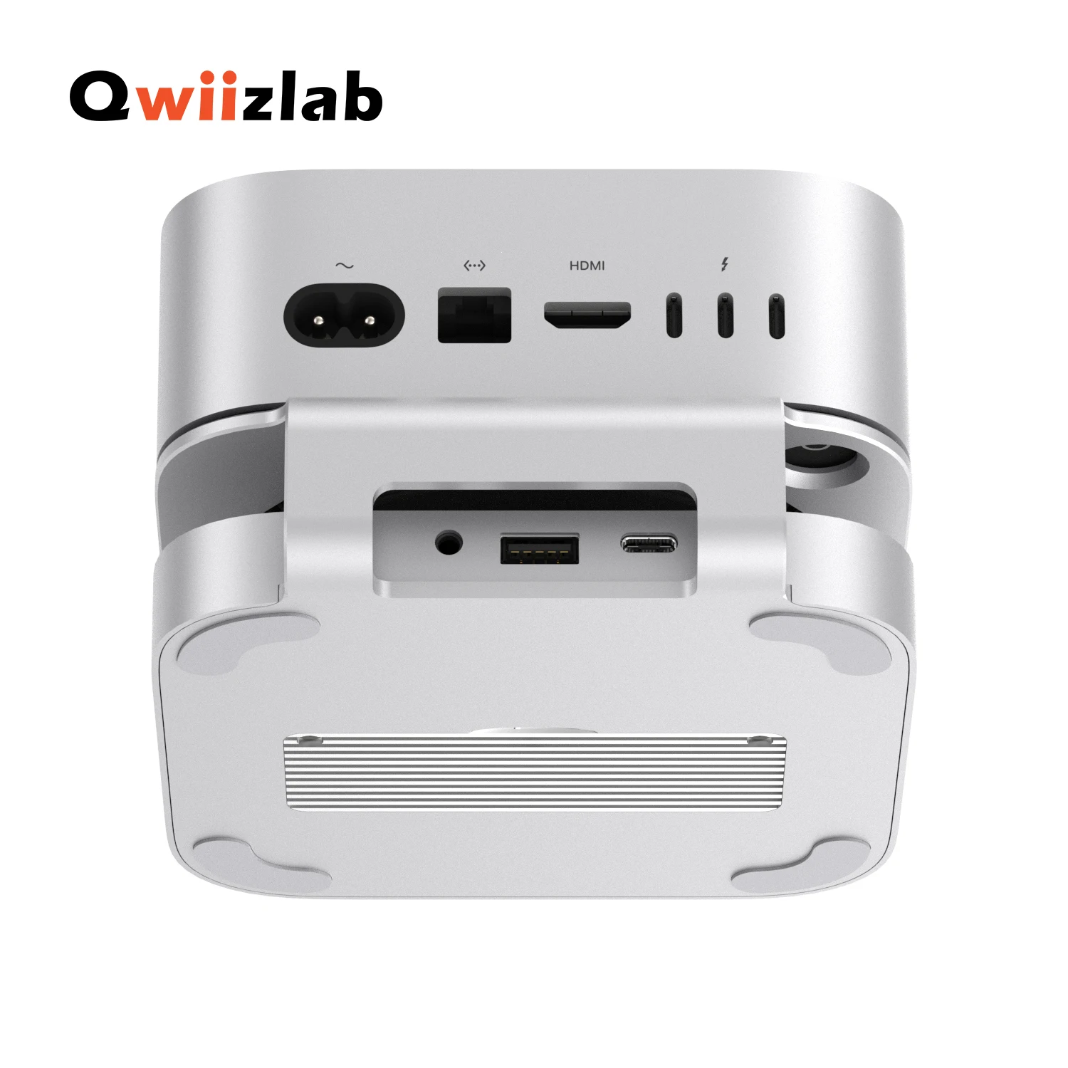 Алюминиевый концентратор Qwiizlab с корпусом USB4 SSD 40 Гбитс для Mac Mini M4M4 Pro, 3 USB-A 2.0, поддержка твердотельного накопителя M.2 NVMe до 8 ТБ (art.: 3920cd23a14be) - 3920cd23a14be