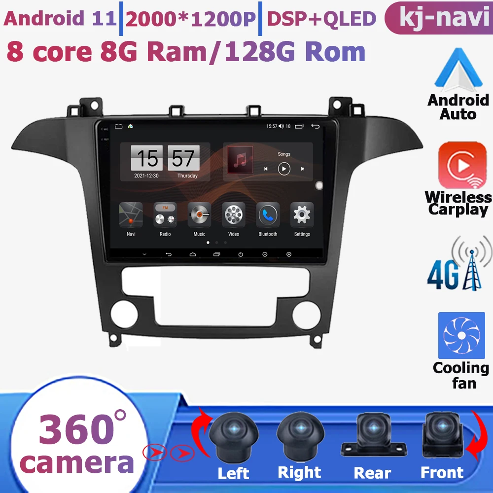 

Android 11 Car Radio Stereo Multimedia Auto Video Player Navigation GPS For Ford S-MAX S MAX 1 2006 - 2015 Bluetooth 360 Camera