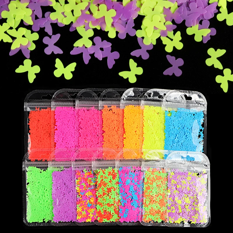 

22 Bags Nails Sequins Butterfly Heart Circle Little Stars Fluorescent Laser Sparkly Flakes Set for Nails DIY Decoration Sequin