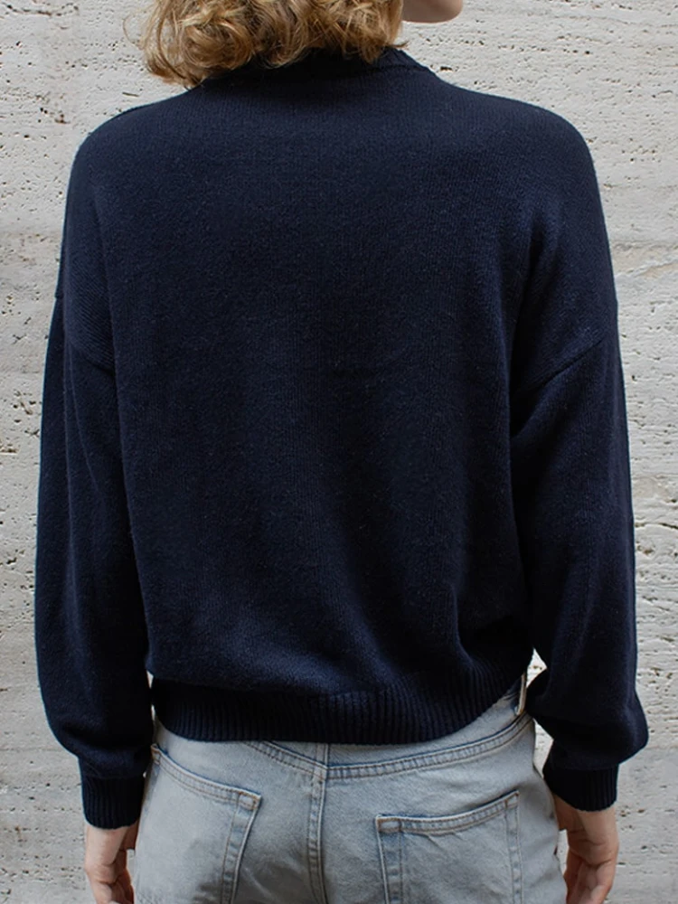 Женский свитер с вышивкой медведя повседневный Свободный вязаный пуловер