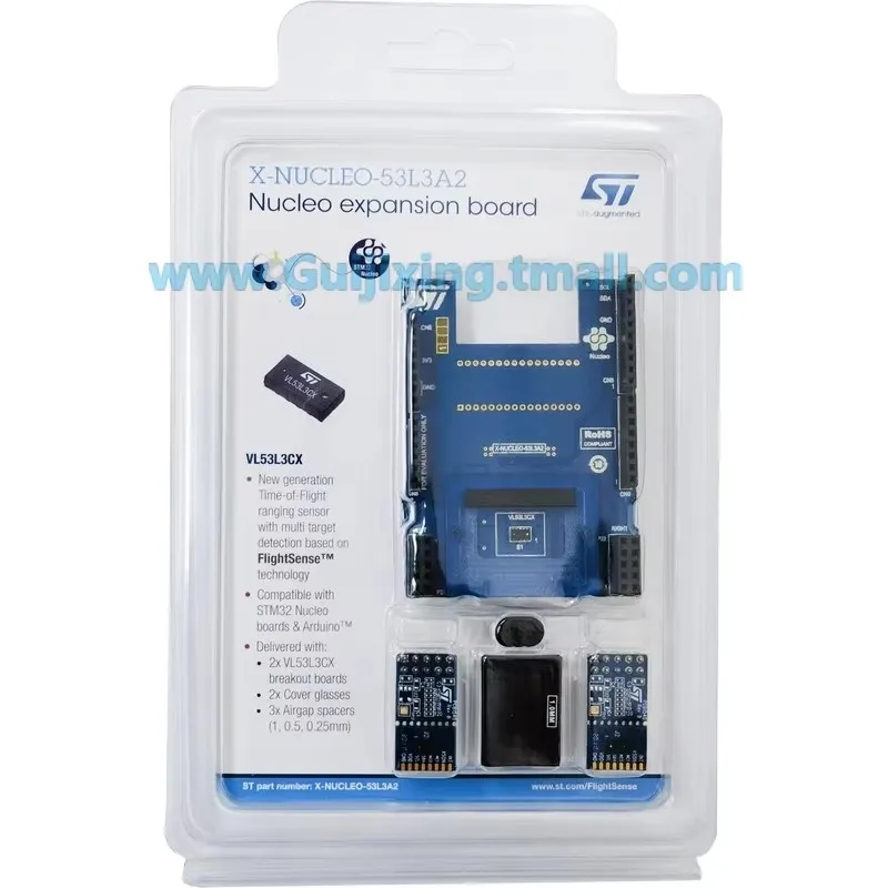 Комплект разработки P-NUCLEO-53L3A2 содержит датчики дальности X-NUCLEO-53L3A2 и NUCLEO-F401RE VL53L3CX.