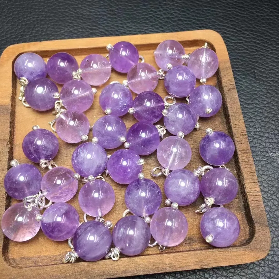 Цельный кулон из серебра 925 пробы с натуральным аметистом