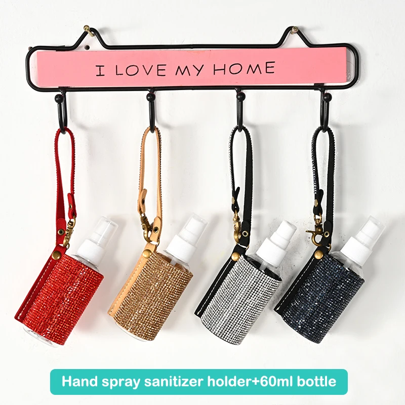 

New 60ml Hand Sanitizer Case Perfume Leather Case Portable Hydroalcoholic Gel Bottle Hand Sanitizer Leather Case Keychain Holder
