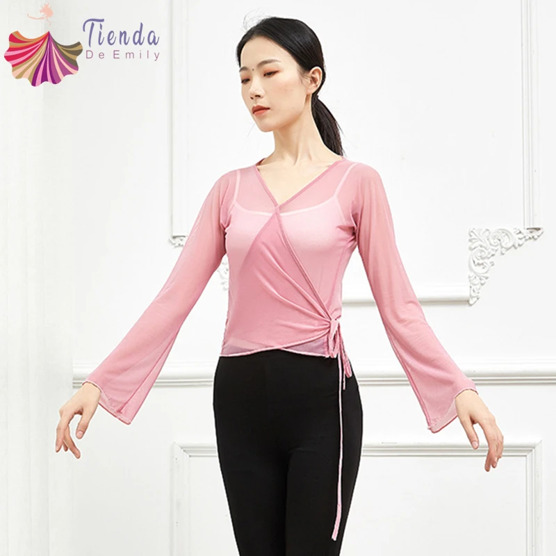 Классический Лирический Топ для танцев одежда тренировок женская рубашка с