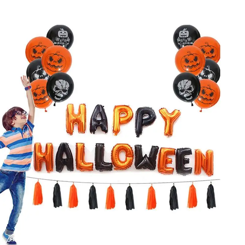 

Hallowen, украшения праздничные баннеры, набор высококачественных латексных шаров и тыквенных головок, легко установить и хранить